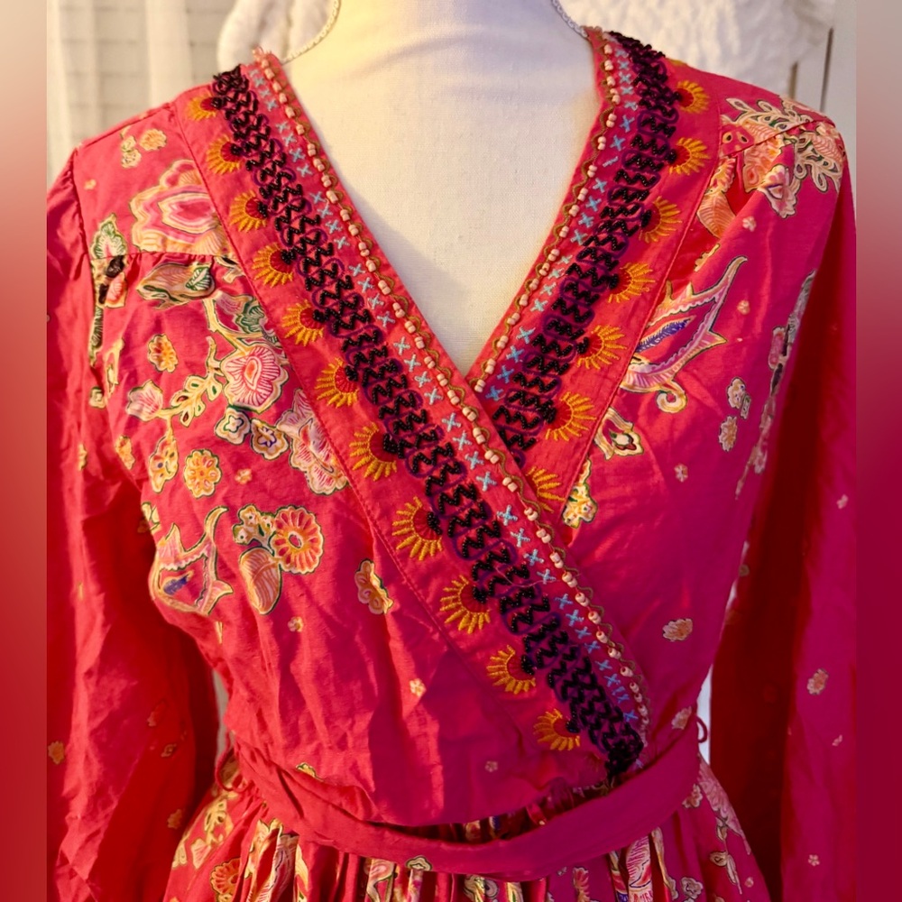 Anthropologie Pink and Black Long Sleeve Dress - Picture 3 of 8